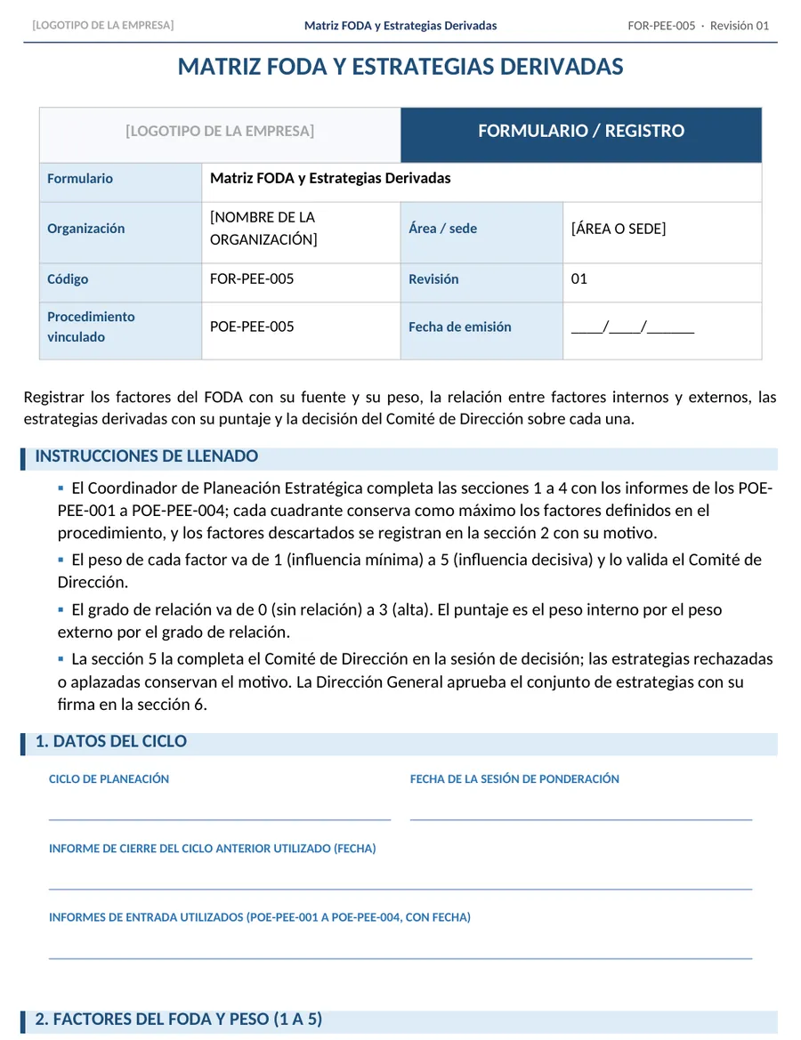 Fragmento real del archivo FOR-PEE-005-matriz-foda-y-estrategias-derivadas (Word)