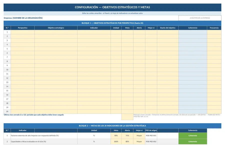 Fragmento real del archivo Tablero Estratégico BSC 2027 (Excel)